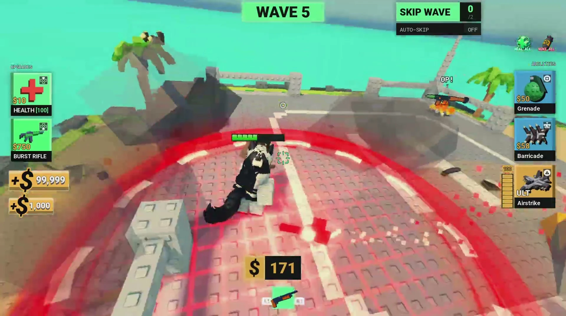 A red ground warning during combat